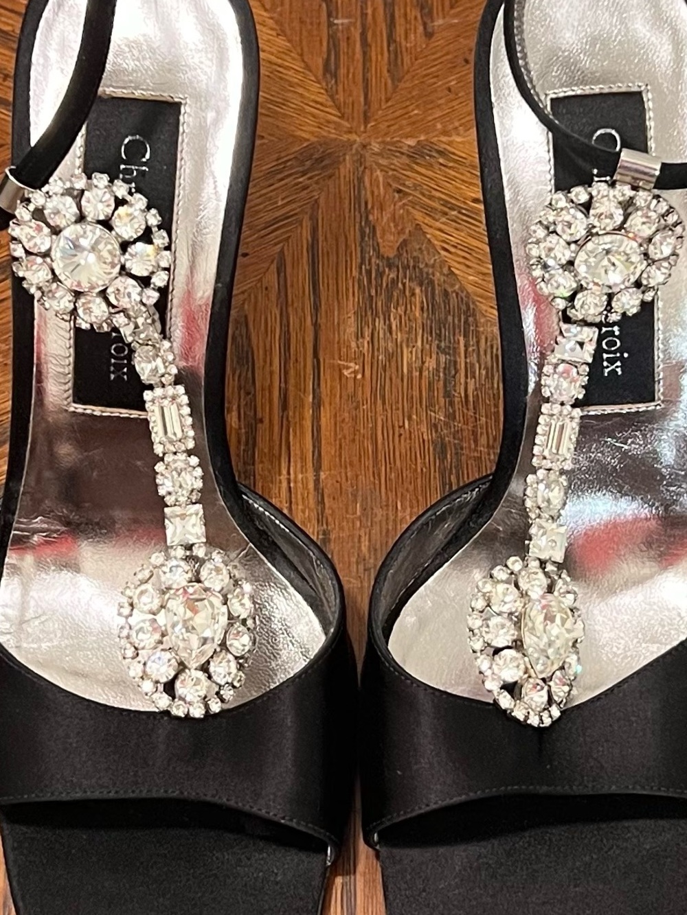 Christian Lacroix Made in Italy Embellished Satin T-Strap Heels – EU 37 - Picture 8 of 11